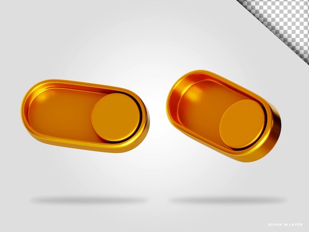 PSD golden slider 3d render illustration isolated