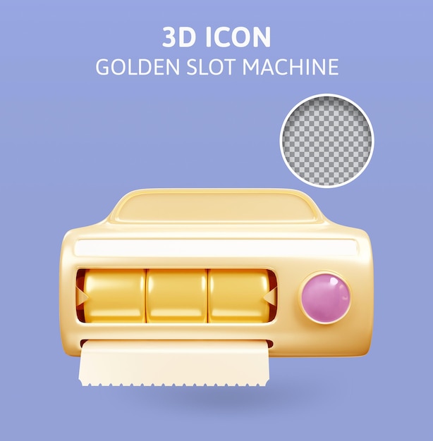 Golden slot machine 3d rendering illustration