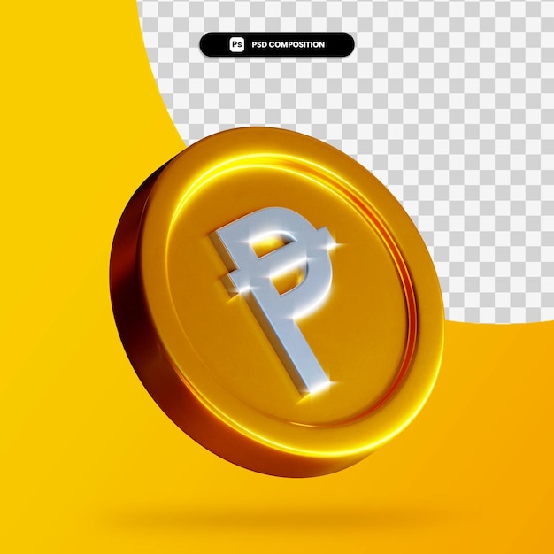 PSD golden spanish peseta coin 3d rendering isolated