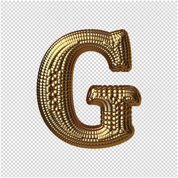 PSD rendering 3d di lettere di sfere dorate