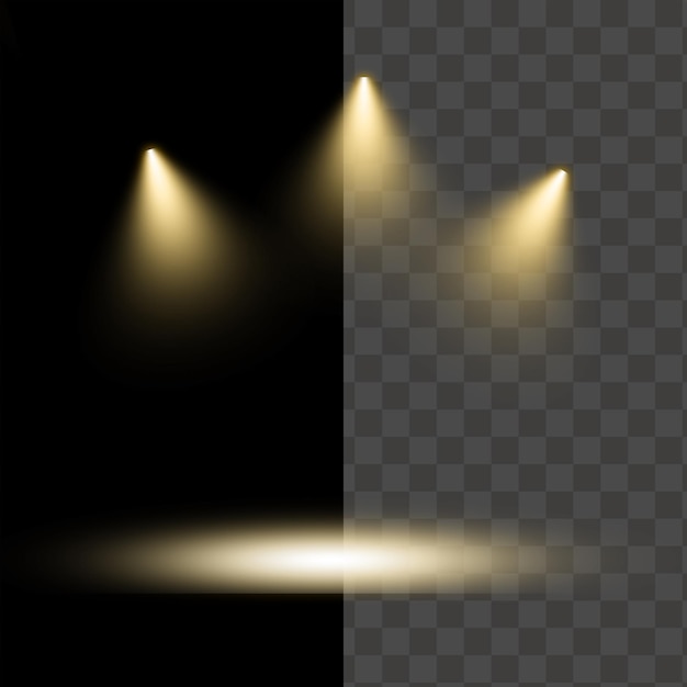 golden spotlight effect on stage isolated on transparent background png