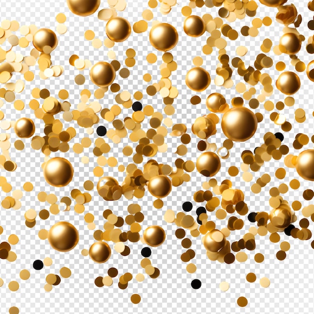 PSD golden sprinkle rain isolated on transparent background generative ai