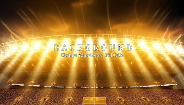 PSD golden stadium lights with rays generative ai