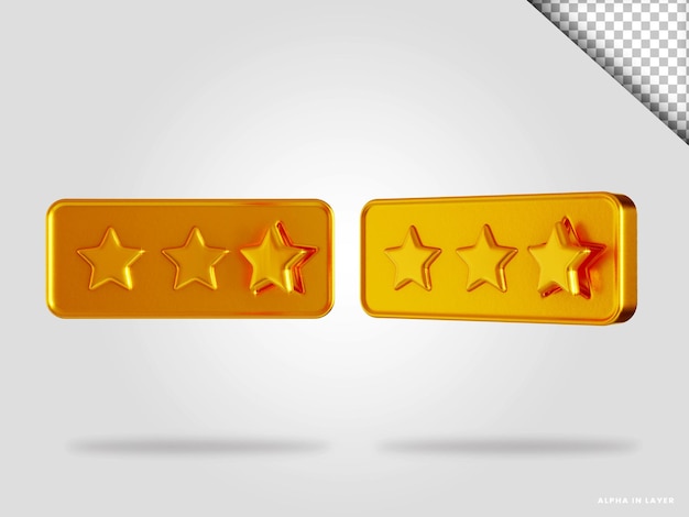 PSD golden star review 3d render illustration isolated