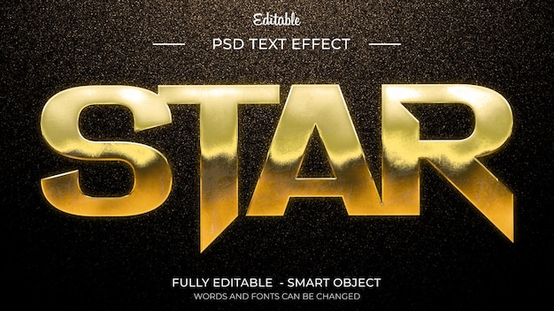 Golden Star Text Effect PSD voor branding en reclame
