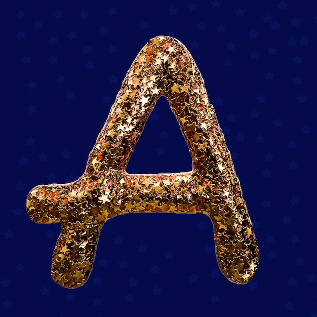PSD golden stars alphabets a glitter text effect font in psd