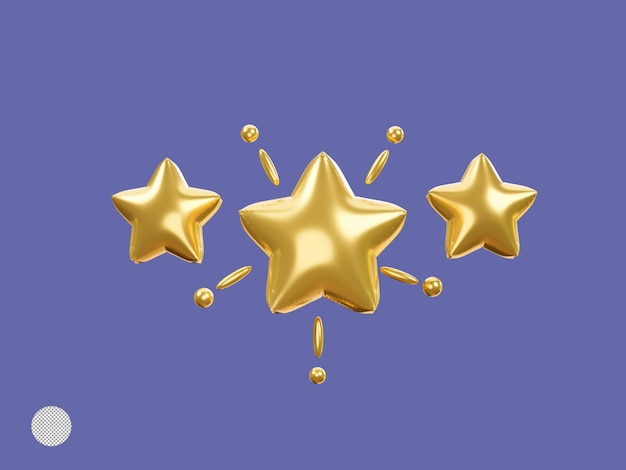 PSD 3dレンダリングイラストによるクライアントと顧客満足度の概念からの優れた評価のための黄金の星