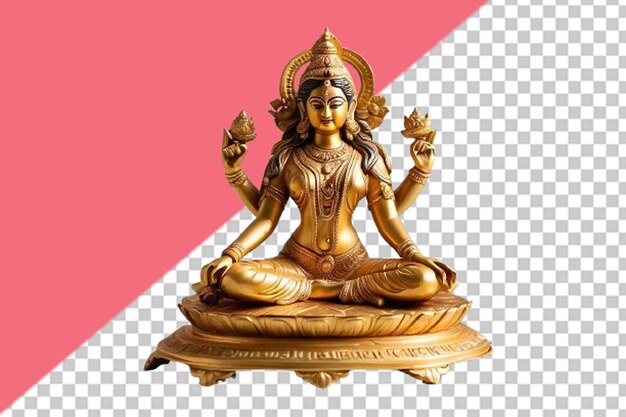 PSD Золотой статус индуистской богини лакшми для процветания на прозрачном фоне