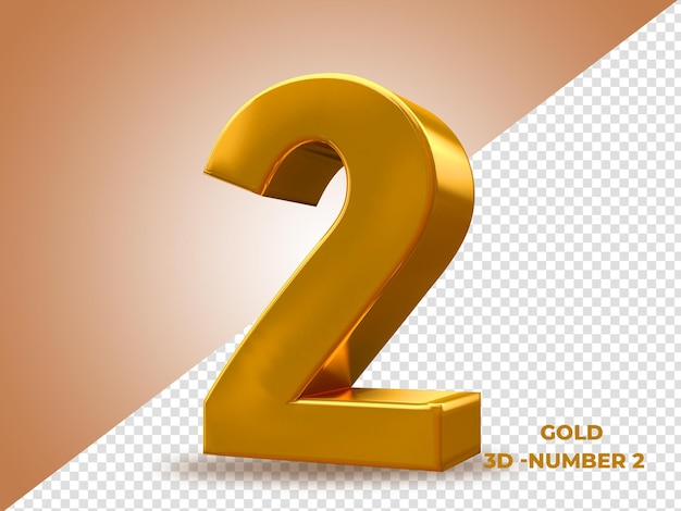 PSD golden style 3d number 2