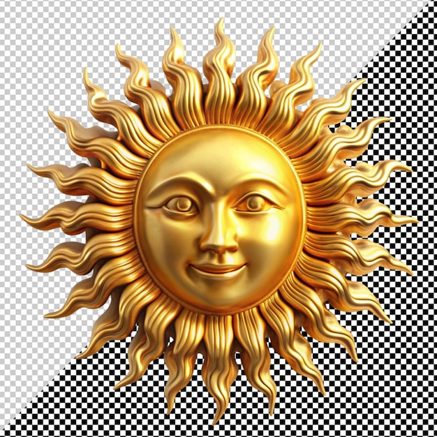 PSD golden sun with face on transparent background