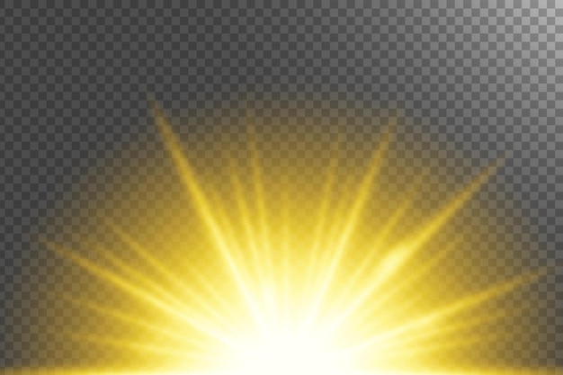 golden sunburst bright radiant burst of light isolated on a transparent background