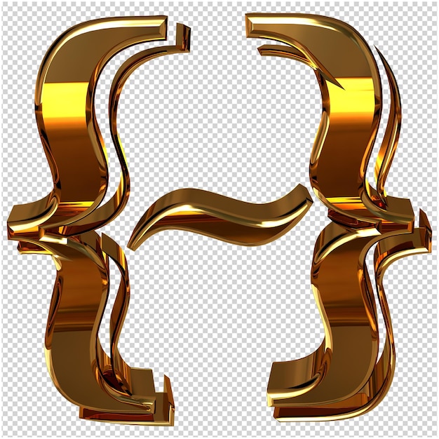 Золотой символ 3d-рендеринга