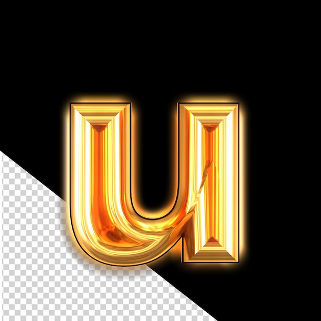 Premium PSD Golden symbol with glow letter u Premium PSD Golden symbol with glow letter u