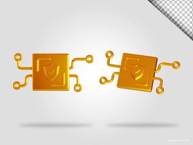 PSD golden system 3d render illustration isolated