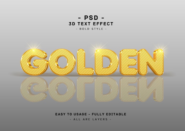 Golden text effect 3d mirror style