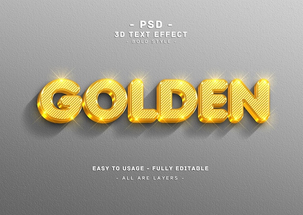 Golden text effect 3d right style