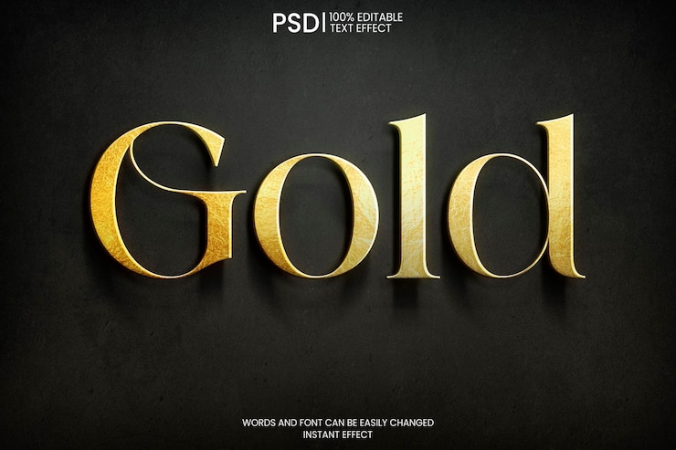 PSD golden text effect on black background