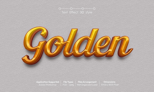 Golden text effect with 3d font style 01