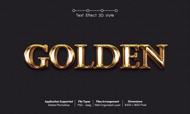 Golden text effect with 3d font style 04