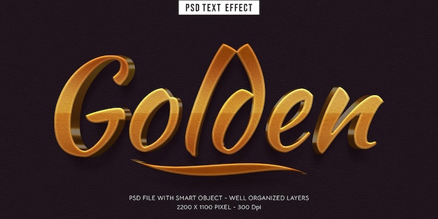 Golden text effect with editable 3d font effect