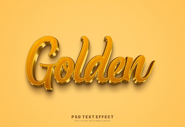 PSD golden text effect with a yellow background