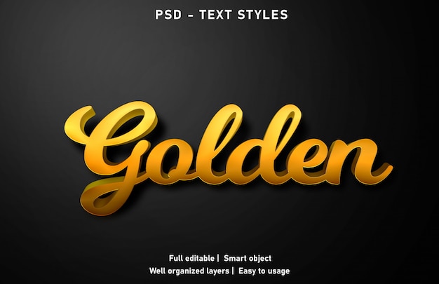 golden text effects style editable psd