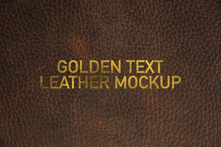 PSD golden text leather mockup