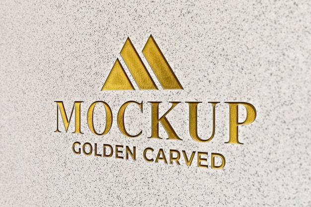 Golden text on stone mockup