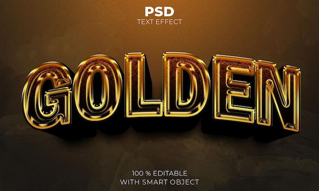 Golden texture 3d editable text effect