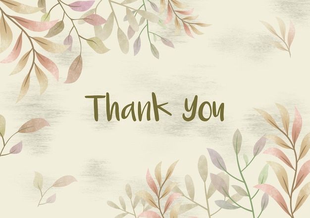 PSD golden thank you card template with floral frame