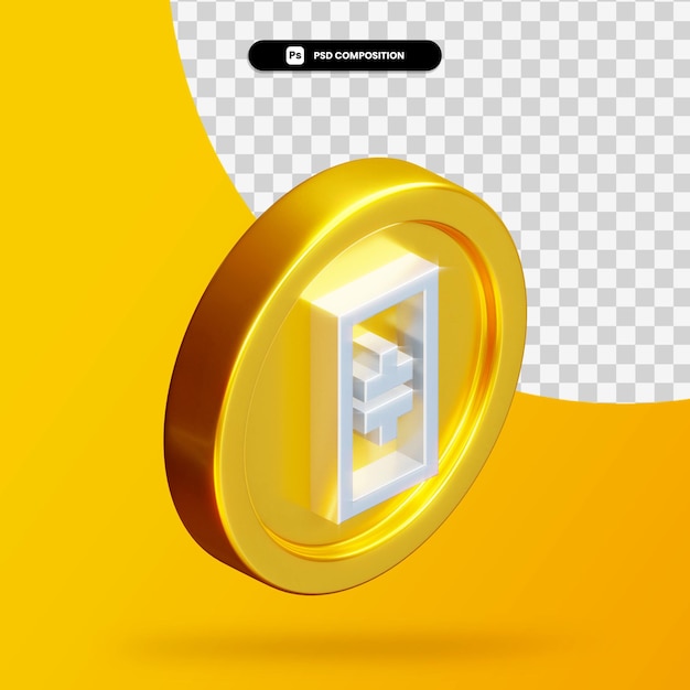 Golden theta coin 3d rendering isolated