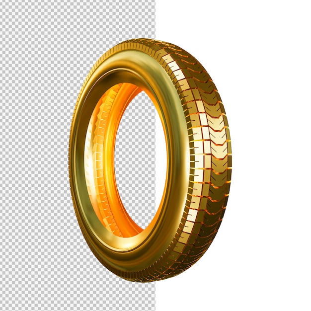 PSD golden tire isolated illustration