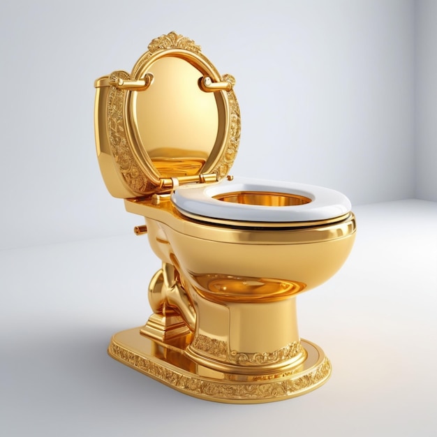 Golden toilet psd on a white background