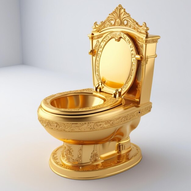 PSD golden toilet psd on a white background