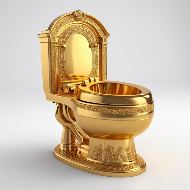 PSD golden toilet psd on a white background