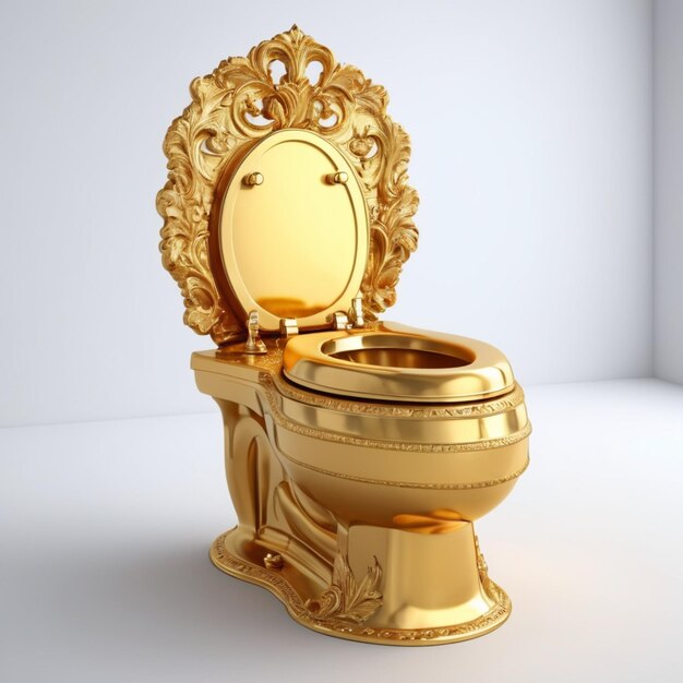 PSD golden toilet psd on a white background