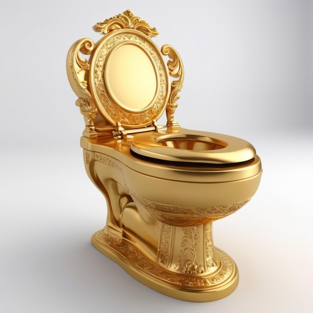 Golden toilet psd on a white background