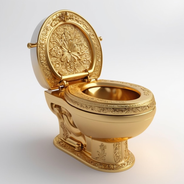 Golden toilet psd on a white background