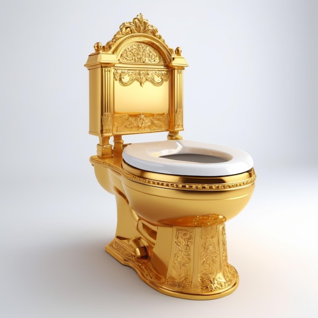 PSD golden toilet psd on a white background