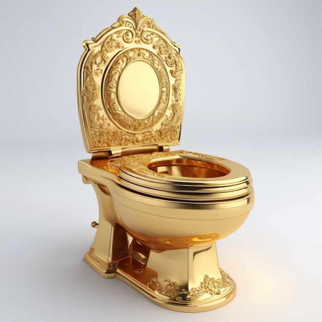 Golden toilet psd on a white background