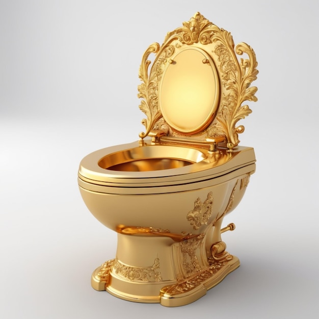 PSD golden toilet psd on a white background