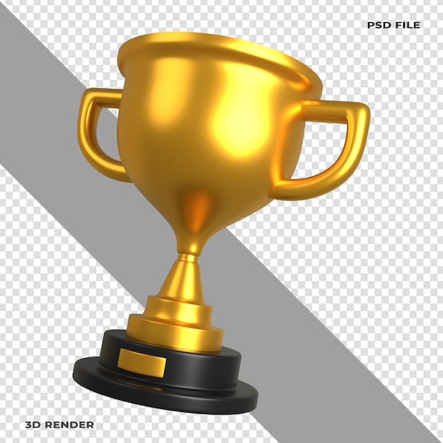 PSD Золотой трофей 3d иллюстрации на прозрачном фоне