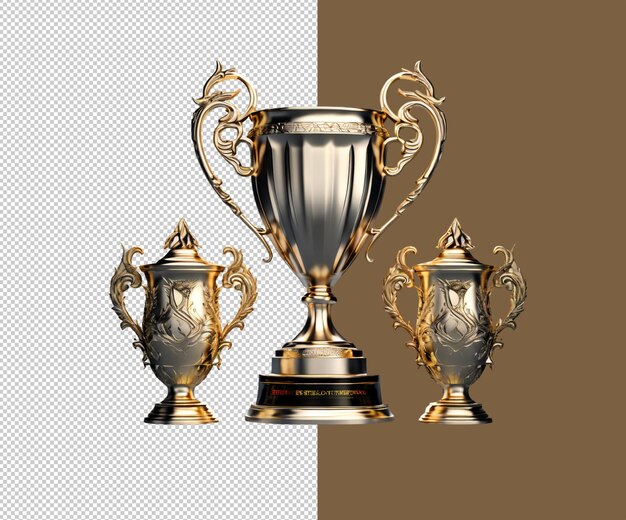 PSD golden trophy 3d render designs and golden trop trophy icons