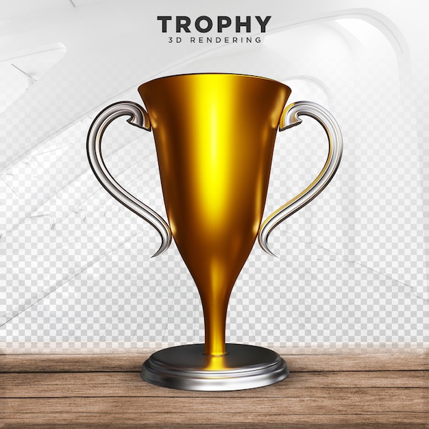 Golden trophy 3d rendering alpha background psd