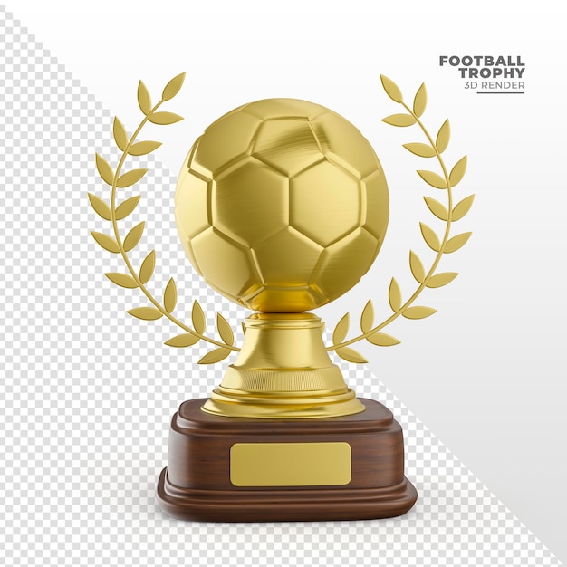 Trofeo d'oro a forma di pallone da calcio nel rendering 3d