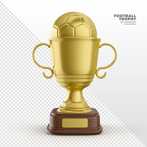 PSD trofeo d'oro a forma di pallone da calcio nel rendering 3d