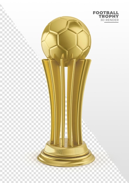 Trofeo d'oro a forma di pallone da calcio nel rendering 3d