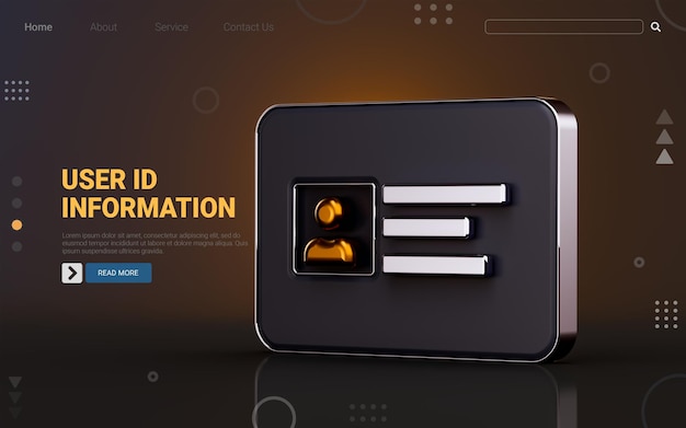 golden user information icon on dark background 3d render concept for Driver license id card