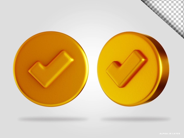 Golden verified 3d render illustration isolated