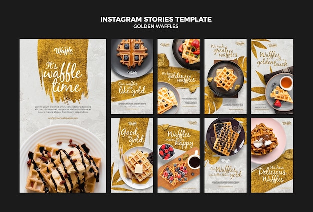 Golden waffles instagram stories template